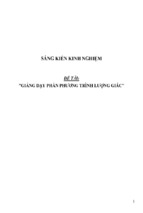 Sáng kiến kinh nghiệm giảng dạy phần phương trình lượng giác