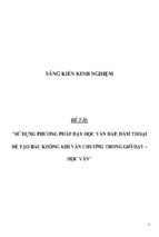 Sáng kiến kinh nghiệm skkn sử dụng phương pháp dạy học vấn đáp, đàm thoại để tạo bầu không khí văn chương trong giờ dạy – học văn