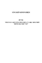 Sáng kiến kinh nghiệm skkn phát huy khả năng phản biện của học sinh thpt trong dạy học văn