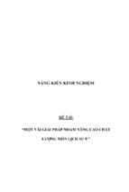 Sáng kiến kinh nghiệm skkn về một vài giải pháp nhằm nâng cao chất lượng môn lịch sử 9