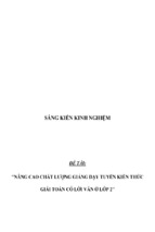 Sáng kiến kinh nghiệm nâng cao chất lượng giảng dạy tuyến kiến thức giải toán có lời văn ở lớp 2