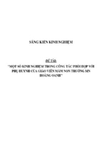 Một số kinh nghiệm trong công tác phối hợp với phụ huynh của giáo viên mầm non trường mn hoàng oanh