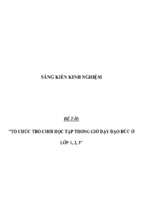 Sáng kiến kinh nghiệm skkn tổ chức trò chơi học tập trong giờ dạy đạo đức ở lớp 1, 2, 3