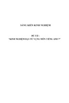 Sáng kiến kinh nghiệm dạy từ vựng tiếng anh lớp 7