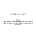 Sáng kiến kinh nghiệm skkn định hướng cách giải phương trình, bất phương trình có chứa tham số bằng phương pháp sử dụng đạo hàm