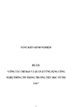 Sáng kiến kinh nghiệm skkn công tác chỉ đạo và quản lý udcntt trong trường tiểu học