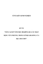 Sáng kiến kinh nghiệm skkn nâng cao kỹ năng đọc (reading) qua các hoạt động viết (writing) trong giờ đọc (reading) của học sinh thpt