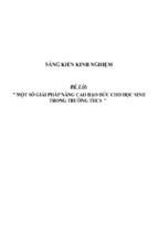 Sáng kiến kinh nghiệm skkn một số giải pháp nâng cao đạo đức cho học sinh trong trường thcs