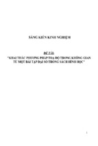 Sáng kiến kinh nghiệm skkn khai thác phương pháp toạ độ trong không gian từ một bài tập đại số trong sách hình học