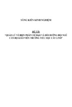 Sáng kiến kinh nghiệm skkn quản lý về biện pháp chỉ đạo và bồi dưỡng đội ngũ cán bộ giáo viên trường tiểu học cát linh