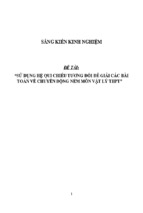 Sáng kiến kinh nghiệm skkn sử dụng hệ qui chiếu tương đối để giải các bài toán về chuyển động ném môn vật lý thpt