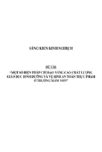 Một số biện pháp chỉ đạo nâng cao chất lượng giáo dục dinh dưỡng và vệ sinh an toàn thực phẩm ở trường mầm non