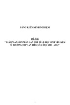 Sáng kiến kinh nghiệm skkn giải pháp góp phần hạn chế tỉ lệ học sinh yếu kém ở trường thpt an biên năm 2011 2012