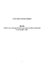 Sáng kiến kinh nghiệm skkn công tác chỉ đạo nâng cao chất lượng chăm sóc và giáo dục trẻ mầm non