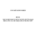 Một số biện pháp xây dựng tập thể lớp vững mạnh trong công tác chủ nhiệm lớp 10 ở trường thpt