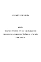 Sáng kiến kinh nghiệm  phát huy tính tích cực học tập của học sinh trong giảng dạy chương i vẽ kĩ thuật cơ sở môn công nghệ 11