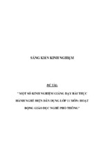 Sáng kiến kinh nghiệm một số kinh nghiệm giảng dạy bài thực hành nghề điện dân dụng lớp 11 môn  hoạt động giáo dục nghề phổ thông