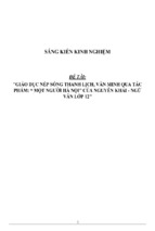 Sáng kiến kinh nghiệm giáo dục nếp sống thanh lịch, văn minh qua tác phẩm “ một người hà nội” của nguyễn khải   ngữ văn lớp 12