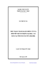 Luận văn thực trạng tham gia bảo hiểm y tế của sinh viên một số trường đại học, cao đẳng tại tỉnh thái nguyên