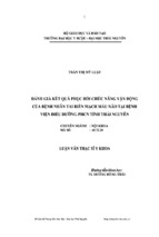 Luận văn đánh giá kết quả phục hồi chức năng vận động của bệnh nhân tai biến mạch máu não tại bệnh viện điều dưỡng và phục hồi chức năng tỉnh thái nuyên