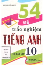54 đề trắc nghiệm tiếng anh thi vào lớp 10 (nxb đại học quốc gia)   nguyễn bá thảo nguyên, 160 trang