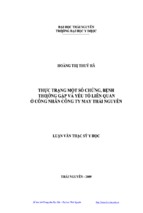 Luận văn thực trạng một số chứng bệnh thường gặp và yếu tố liên quan ở công nhân công ty may thái nguyên