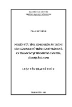 Nghiên cứu tình hình nhiễm ấu trùng sán lá song chủ trên cá mè trắng và cá trắm cỏ tại tp. cẩm phả, tỉnh quảng ninh