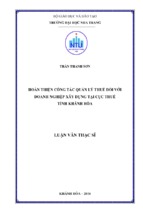 Hoàn thiện công tác quản lý thuế đối với doanh nghiệp xây dựng tại cục thuế tỉnh khánh hòa