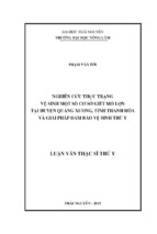 Nghiên cứu thực trạng vệ sinh ở một số cơ sở giết mổ lợn tại huyện quảng xương, tỉnh thanh hóa và giải pháp đảm bảo vệ sinh thú y