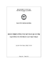 Luận văn thạc sĩ Hoàn thiện công tác kế toán quản trị tại công ty cổ phần gas việt nhật