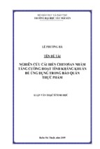 Luận văn thạc sĩ sinh học nghiên cứu cải biến chitosan nhằm tăng cường hoạt tính kháng khuẩn để ứng dụng trong bảo quản thực phẩm