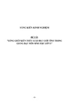 Lồng ghép kiến thức giáo dục giới tính trong giảng dạy môn sinh học lớp 11