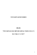 Sáng kiến kinh nghiệm skkn tích hợp giáo dục biến đổi khí hậu trong bài 14 và bài 15 địa lý 12 thpt