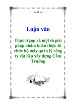 Luận văn thực trạng và một số giải pháp nhằm hoàn thiện tổ chức bộ máy quản lý công ty vật liệu xây dựng cẩm trướng