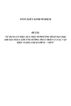 Sử dụng có hiệu quả một số phương pháp dạy học khi dạy bài 6 khuynh hướng phát triển của sự vật hiện tượng gdcd lớp 10 – thpt