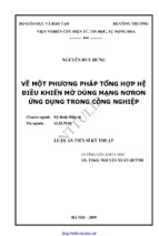 Luận án tiến sĩ về một phương pháp tổng hợp hệ điều khiển mờ dùng mạng nơron ứng dụng trong công nghiệp