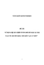 Sử dụng hệ qui chiếu tương đối để giải các bài toán về chuyển động ném môn vật lý thpt