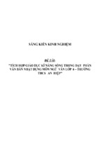 Tích hợp giáo dục kĩ năng sống trong dạy  phần văn bản nhật dụng môn ngữ  văn lớp  6 – trường  thcs   an  hiệp