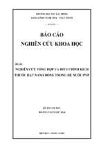 Luận văn công nghệ hóa học Nghiên cứu tổng hợp và điều chỉnh kích thước hạt nano đồng trong hệ nước pvp