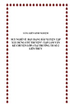 Skkn suy nghĩ về dạy dạng bài “luyện tập xây dựng cốt truyện”  tập làm văn kể chuyện lớp 4 tại trường th số 2 liên thủy