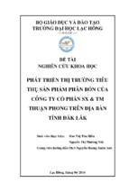 Phát triển thị trường tiêu thụ sản phẩm phân bón của công ty cổ phần sản xuất và thương mại thuận phong trên địa bàn tỉnh đắk lắk