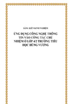 Skkn ứng dụng công nghệ thông tin vào công tác chủ nhiệm ở lớp 4 trường tiểu học hùng vương