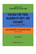 536 bài tập trắc nghiệm PT - HPT - Mũ - Loga (có đáp án)