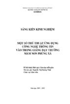 Skkn một số thủ thuật ứng dụng công nghệ thông tin vào trong giảng dạy trường mầm non phùng xá