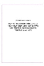 Skkn một số biện pháp chỉ đạo giáo viên thực hiện giáo dục bảo vệ môi trường cho trẻ trong trường mầm non