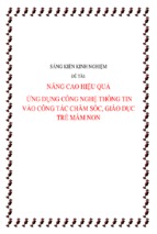 Skkn nâng cao hiệu quả ứng dụng cntt vào công tác chăm sóc, giáo dục trẻ mầm non