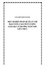 Skkn  một số biện pháp quản lý chỉ đạo nâng cao chất lượng giáo dục ở trường mầm non liên thủy