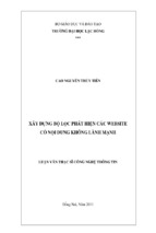 Luận văn thạc sĩ công nghệ thông tin xây dựng bộ lọc phát hiện các website có nội dung không lành mạnh