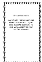 Skkn một số biện pháp quản lý, chỉ đạo nâng cao chất lượng giáo dục dinh dưỡng và vệ sinh an toàn thực phẩm ở trường mầm non