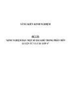 Sáng kiến kinh nghiệm skkn  kinh nghiệm dạy một số bài khó trong phân môn luyện từ và câu lớp 4